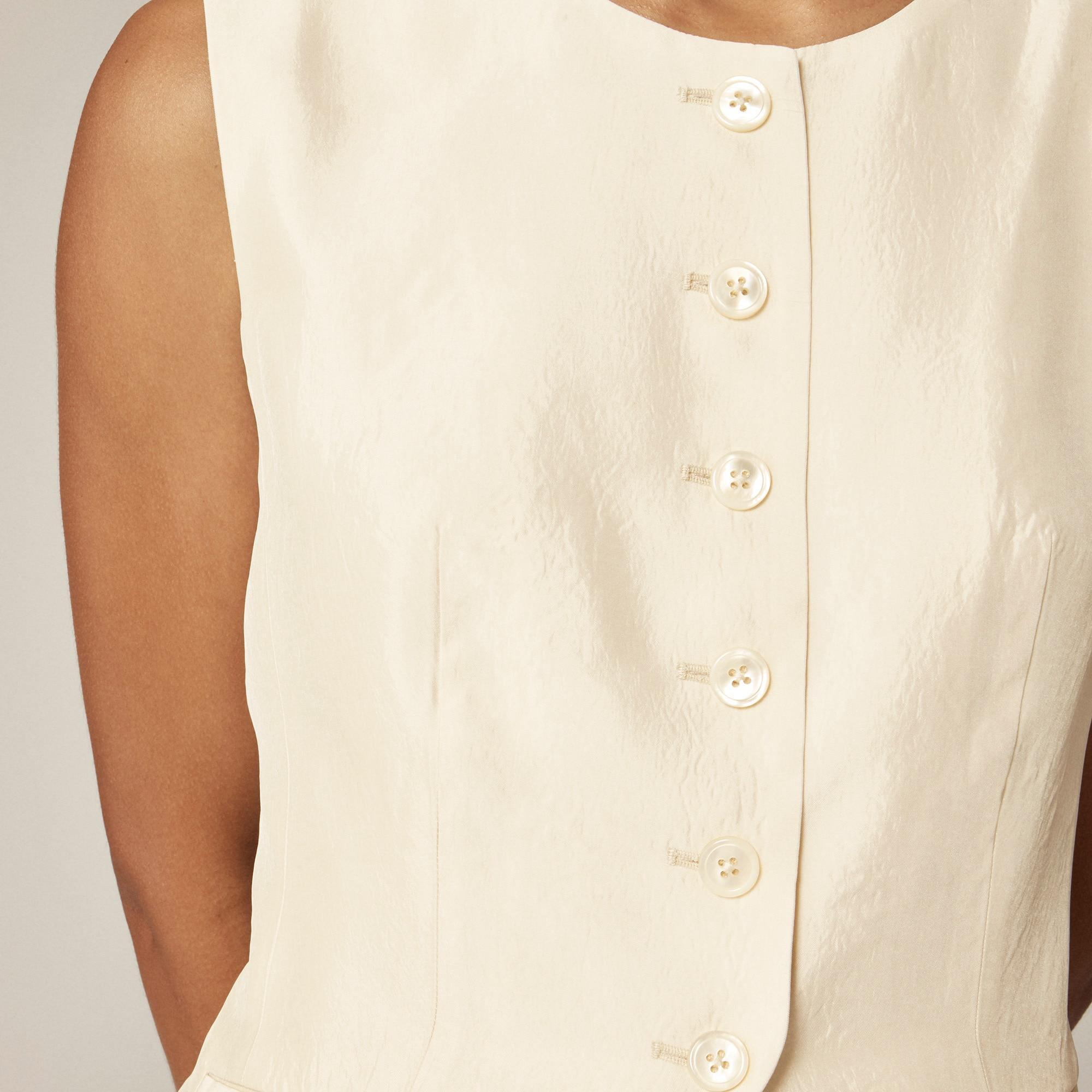 Essential cutaway vest top in textured satin Product Image