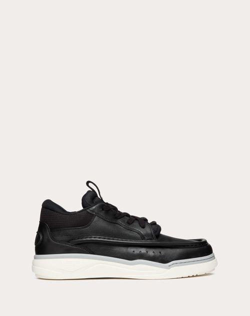 CALFSKIN LEATHER MID-TOP RUNBOOT SNEAKER  Product Image