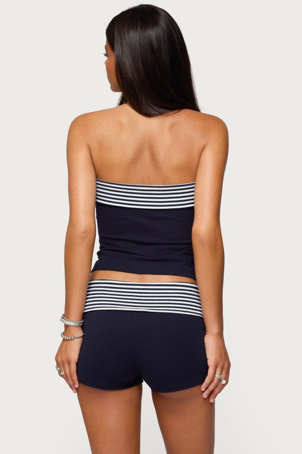 76 Stripey Fold Over Shorts Product Image