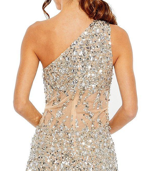 Mac Duggal Sequin One Shoulder Sleeveless Mini Dress Product Image