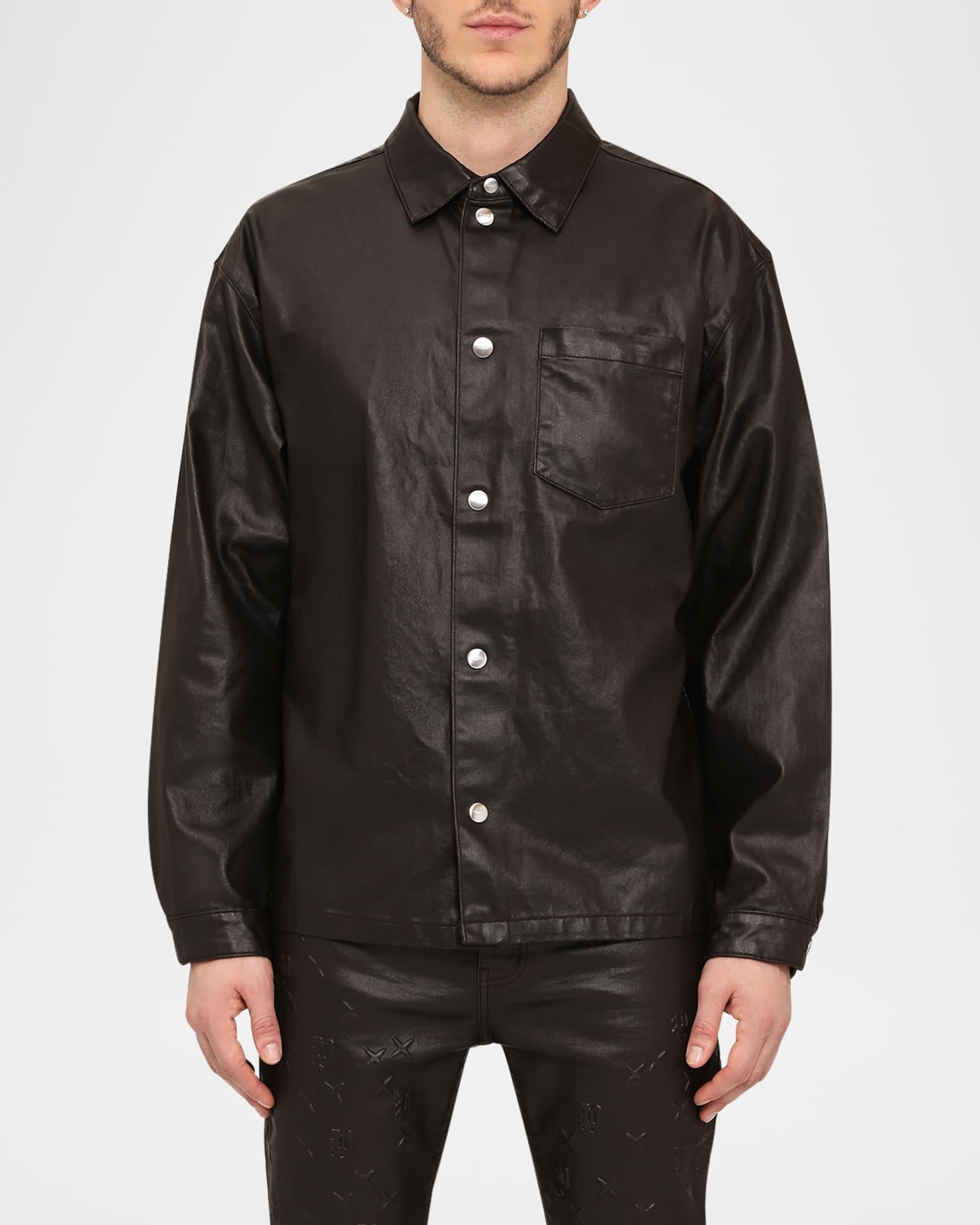 Men's Embossed Monogram Snap Button-Down Shirt Product Image
