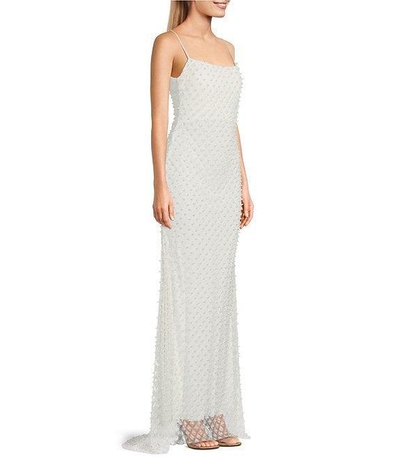 B. Darlin Scoop Neck Bungee Spaghetti Strap Glitter Pearl Skirt Dress Product Image