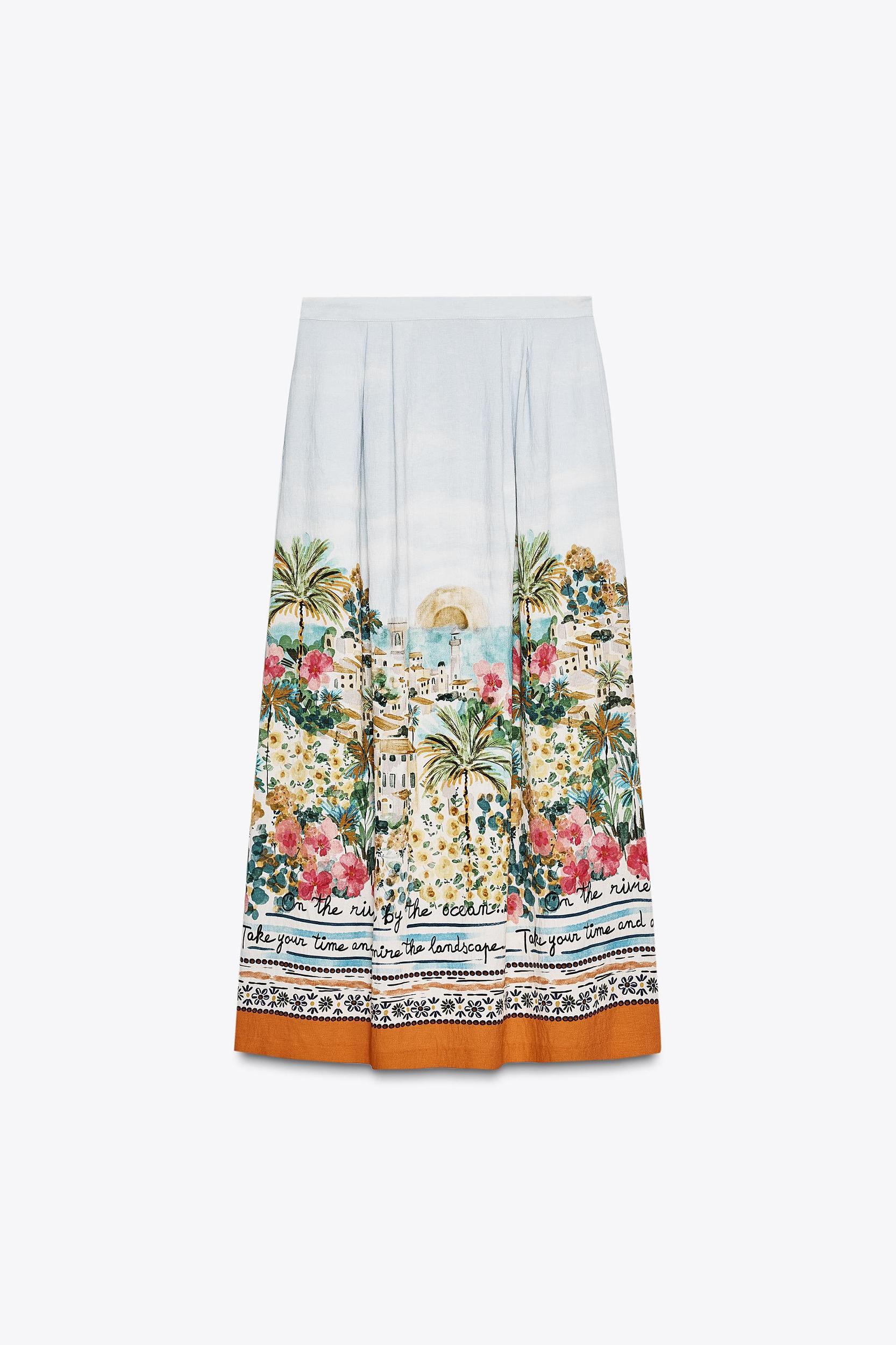 PRINTED MIDI CAPE SKIRT Product Image