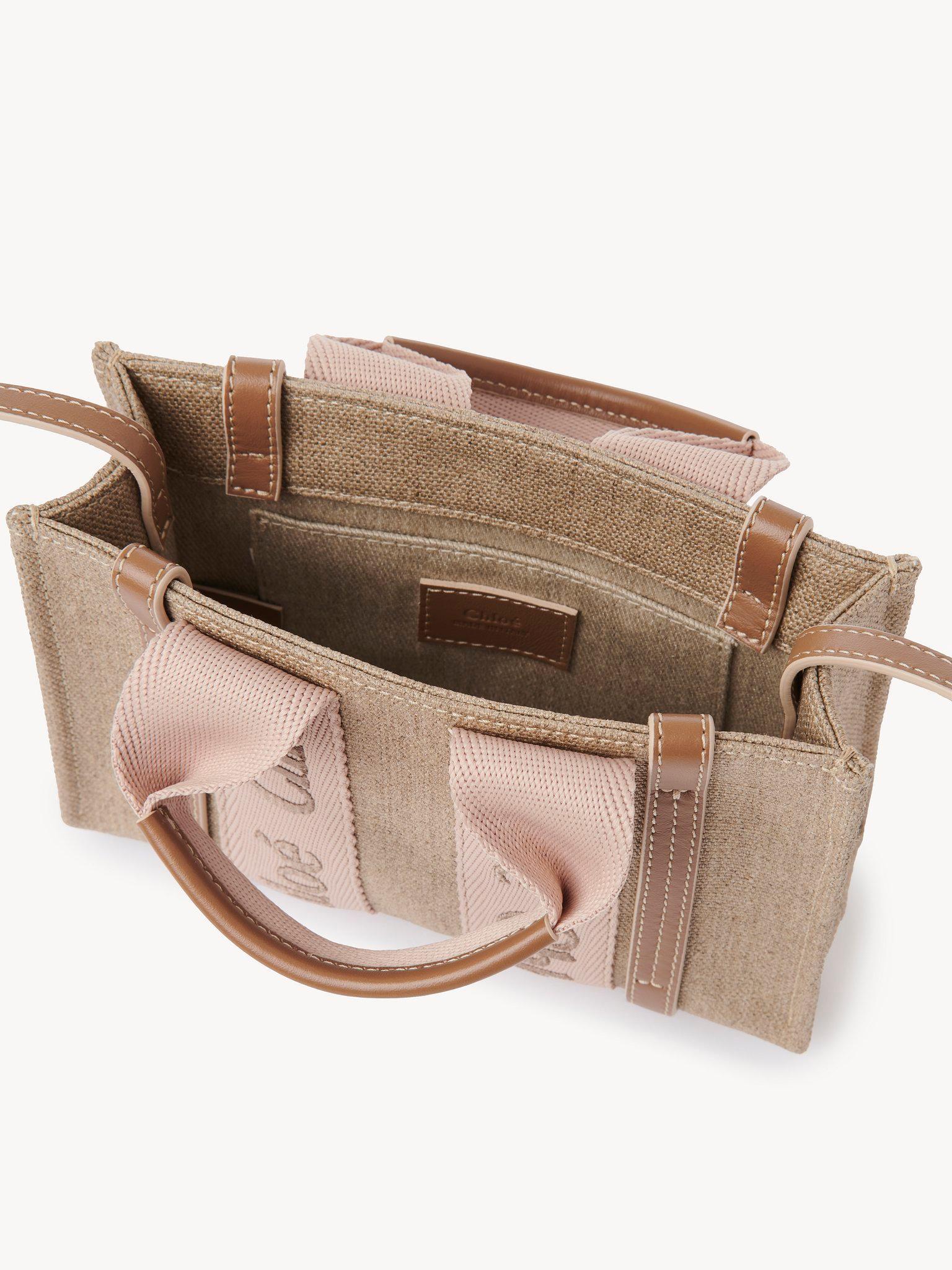 Mini Woody tote bag in linen Product Image