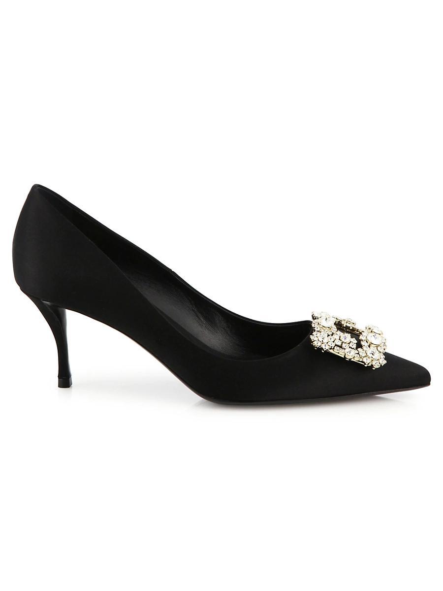 Womens Flower Strass Satin Pumps Product Image