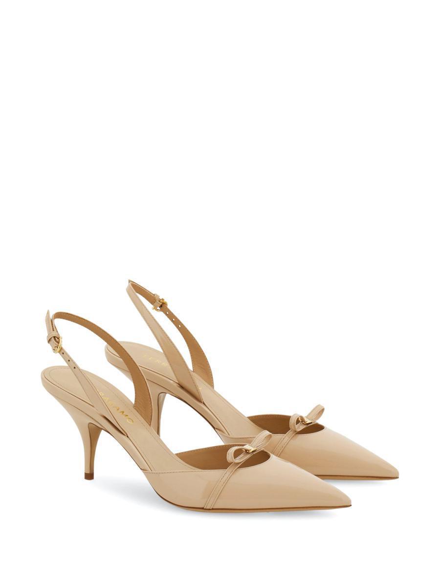 FERRAGAMO 70mm Leather Pumps In Beige Product Image