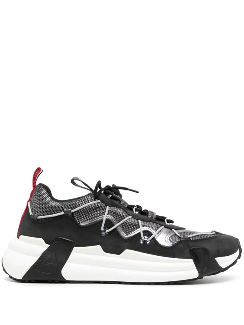 MONCLER Compassor Mesh-trimmed Nubuck And Suede Sneakers In Black,white Product Image