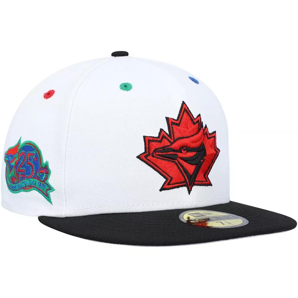 Men's New Era White/Black Toronto Blue Jays 25th Anniversary Primary Eye 59FIFTY Fitted Hat,  Product Image