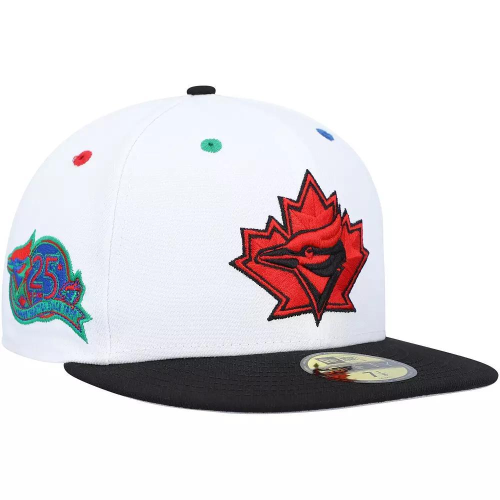 Men's New Era White/Black Toronto Blue Jays 25th Anniversary Primary Eye 59FIFTY Fitted Hat,  Product Image