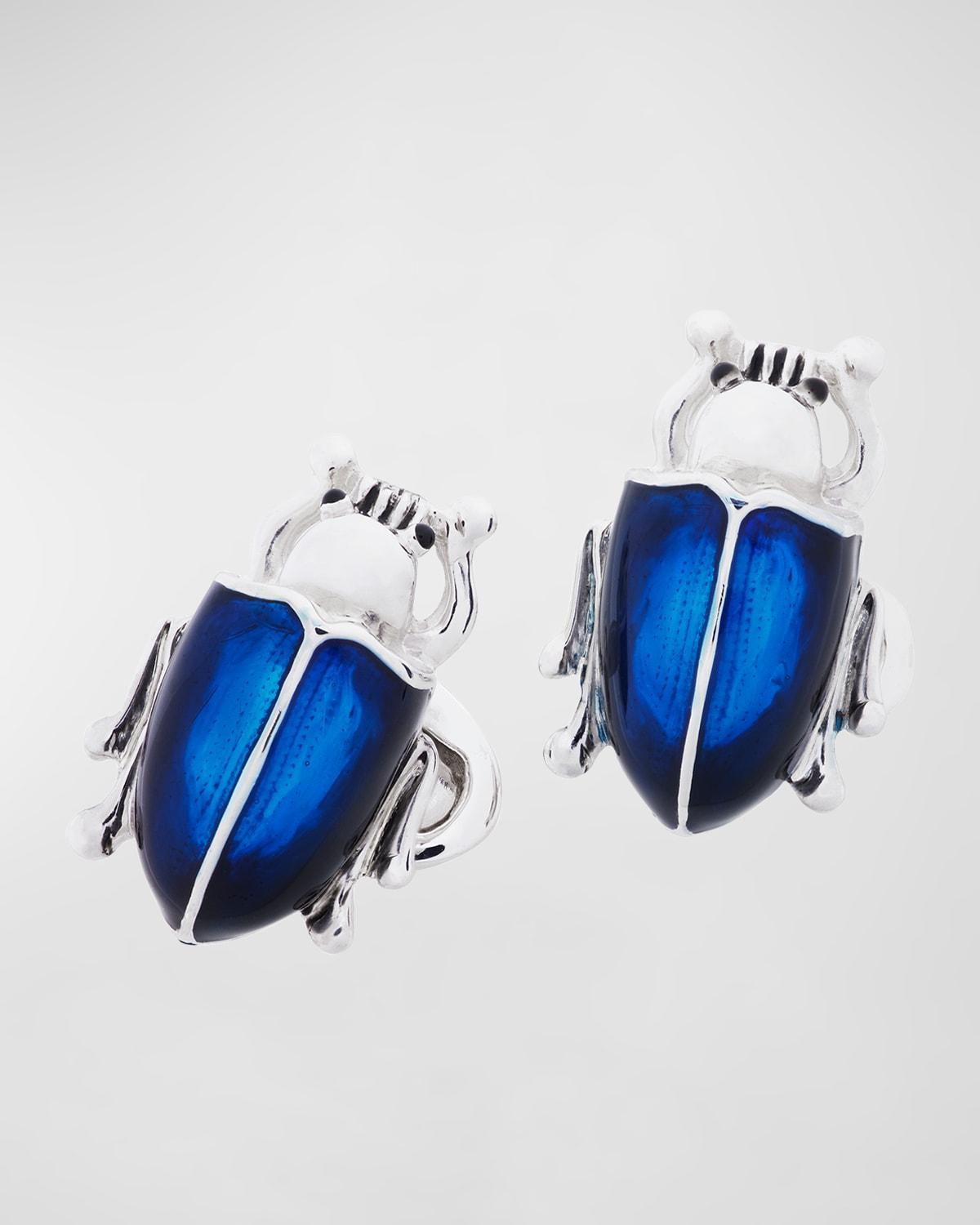 Mens Sterling Silver Ombre Enamel Beetle Cufflinks Product Image