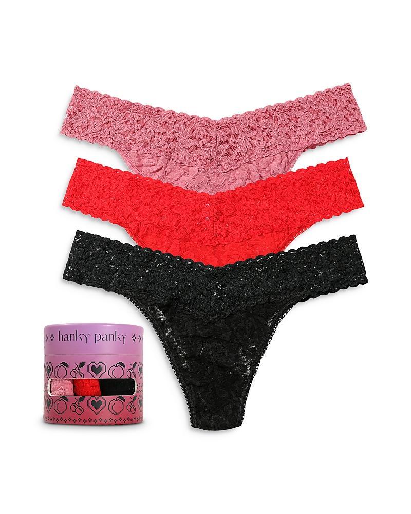 Hanky Panky Signature Stretch Lace Original Rise Thongs, Set of 3 Product Image