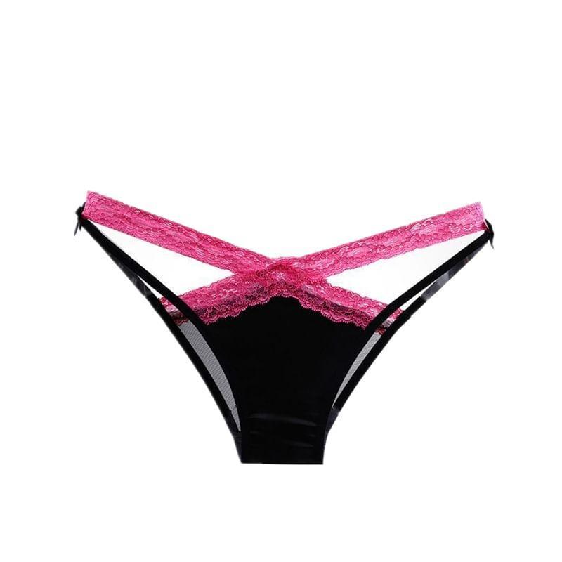 Plain Lace Trim Bikini Panties Product Image