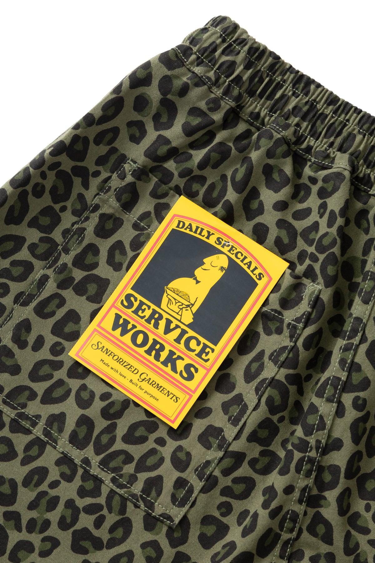 Patterned Chef Shorts - Green Leopard Product Image