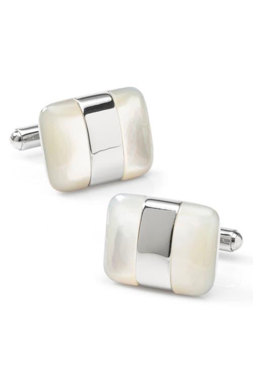 Mens Wrapped White Mother Of Pearl Cufflinks Product Image