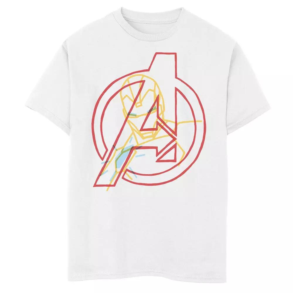 Boys 8-20 Marvel Avengers Iron Man Neon Line Logo Tee, Boy's, Size: Medium, White Product Image