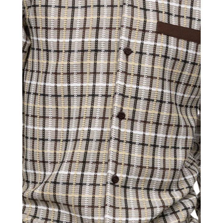 Brown Mini Plaid Pattern Long Sleeve Walking Suit Product Image