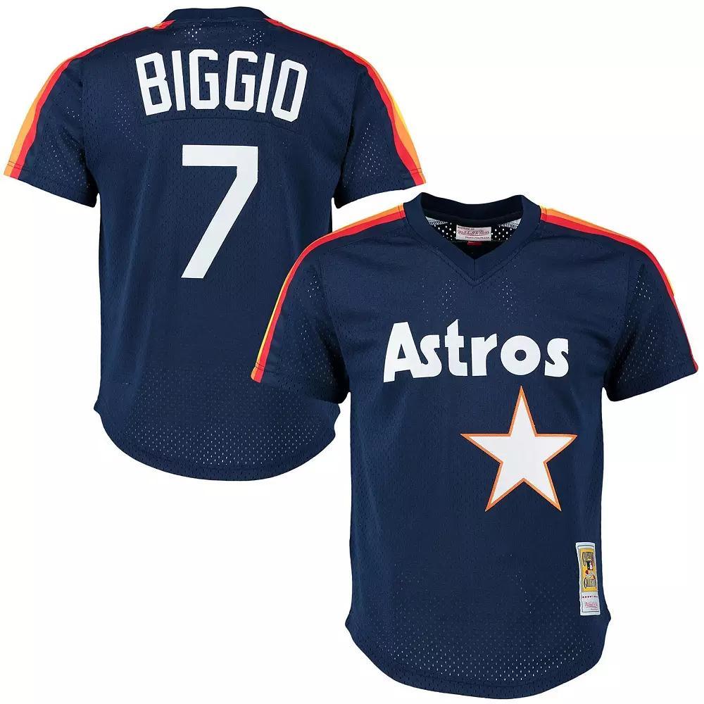 Men's Mitchell & Ness Craig Biggio Navy Houston Astros Cooperstown Mesh Batting Practice Jersey,  Product Image