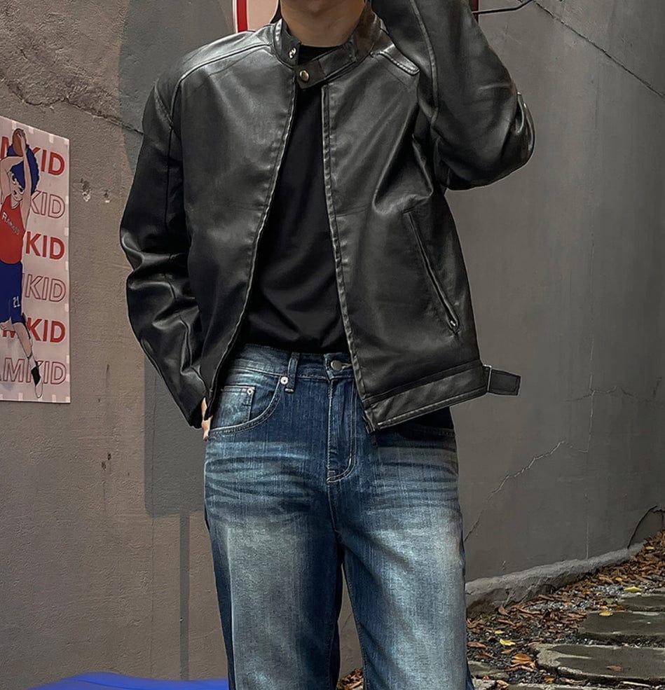 RT No. 12453 BLACK BIKER LEATHER JK Product Image