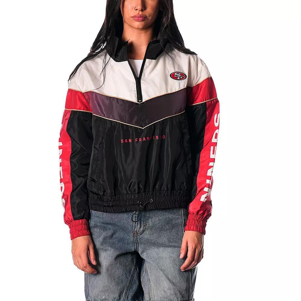 Women's The Wild Collective Black San Francisco 49ers 1/4 Zip Track Jacket,  Product Image
