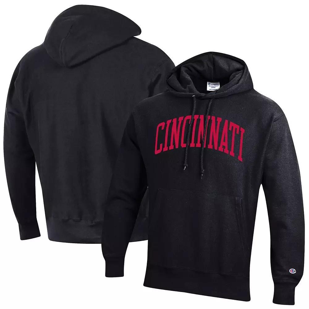 Men's Champion Black Cincinnati Bearcats Team Arch Reverse Weave Pullover Hoodie,  Product Image