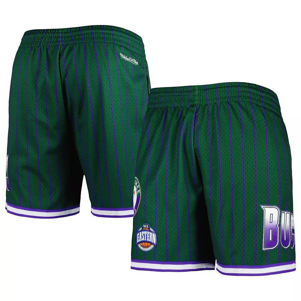 Men's Mitchell & Ness Hunter Green Milwaukee Bucks City Collection Heritage Mesh Shorts,  Product Image