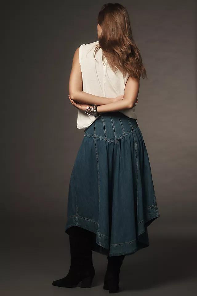 Pilcro Basque-Waist Denim Midi Skirt Product Image