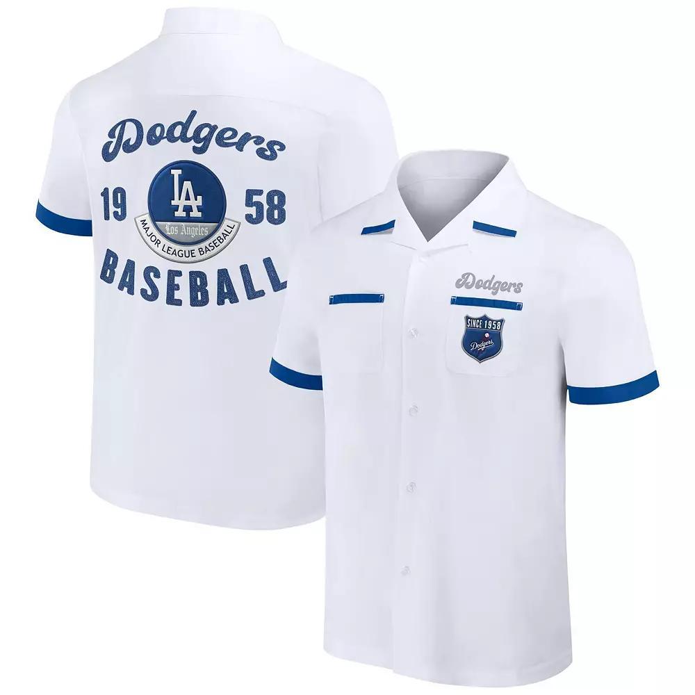 Men's Darius Rucker Collection by Fanatics White Los Angeles Dodgers Bowling Button-Up Shirt,  Product Image