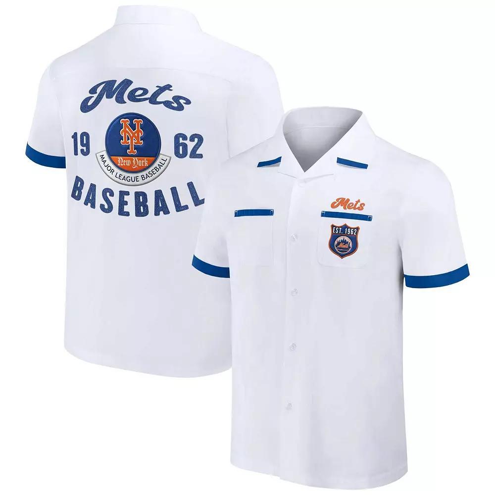 Men's Darius Rucker Collection by Fanatics  White New York Mets Bowling Button-Up Shirt, Size: Small Product Image