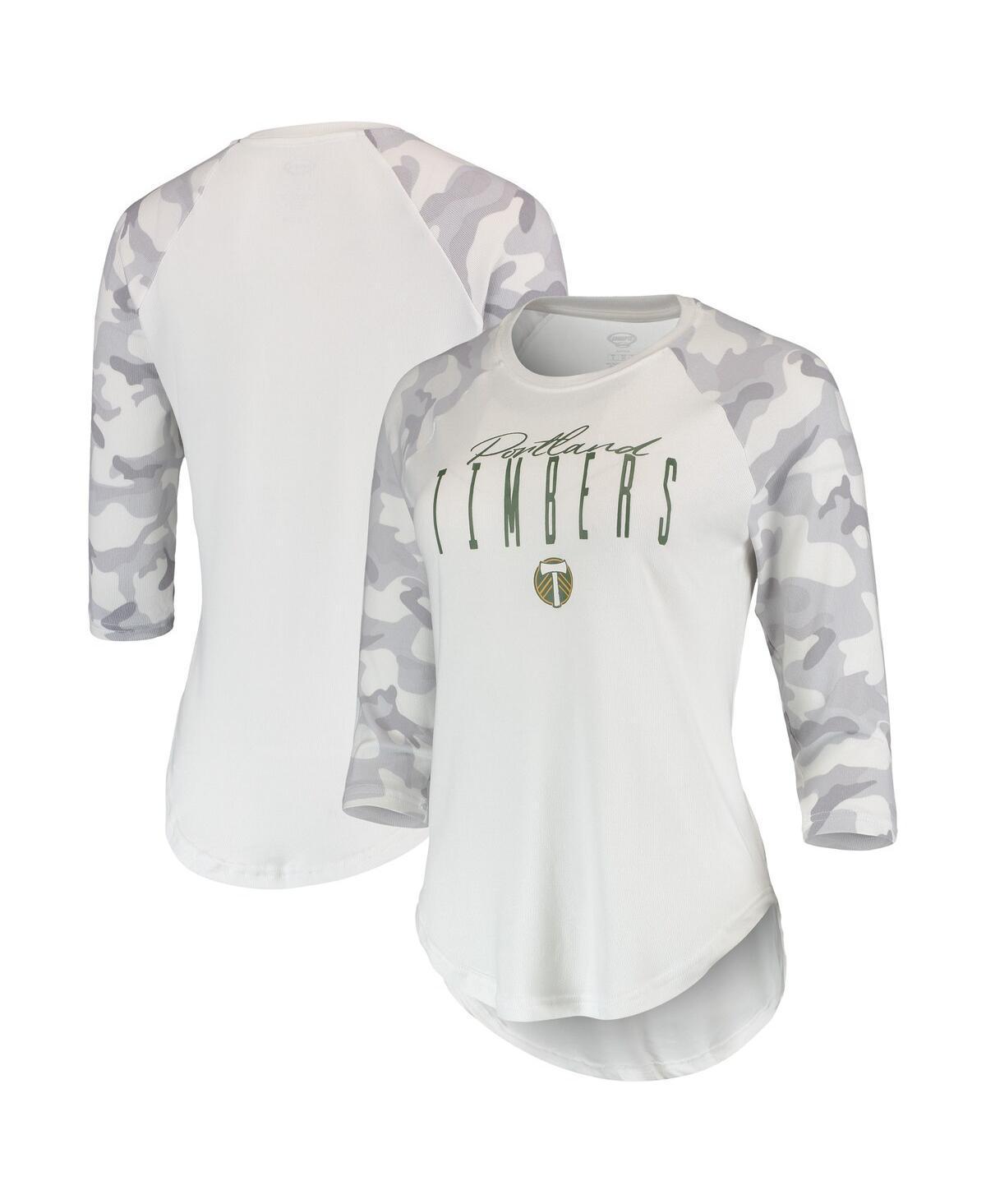 Women's Concepts Sport White/Gray Portland Timbers Composite 3/4-Sleeve Raglan Top, Size: Medium Product Image