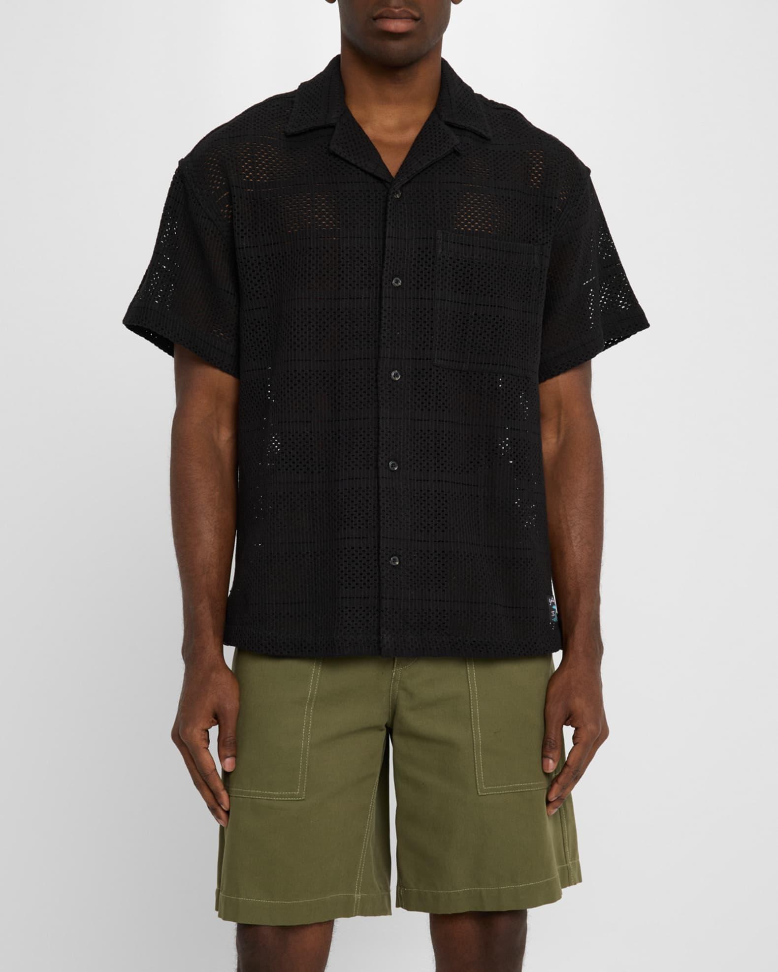 Men's Relaxed Crochet Camp Shirt Product Image
