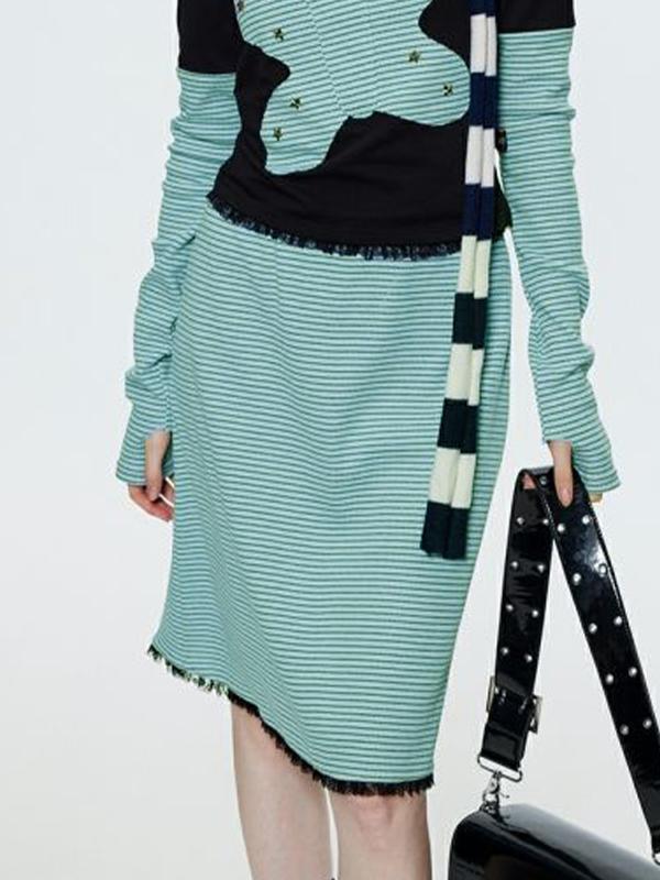 Contrast Striped Mini Skirt Product Image