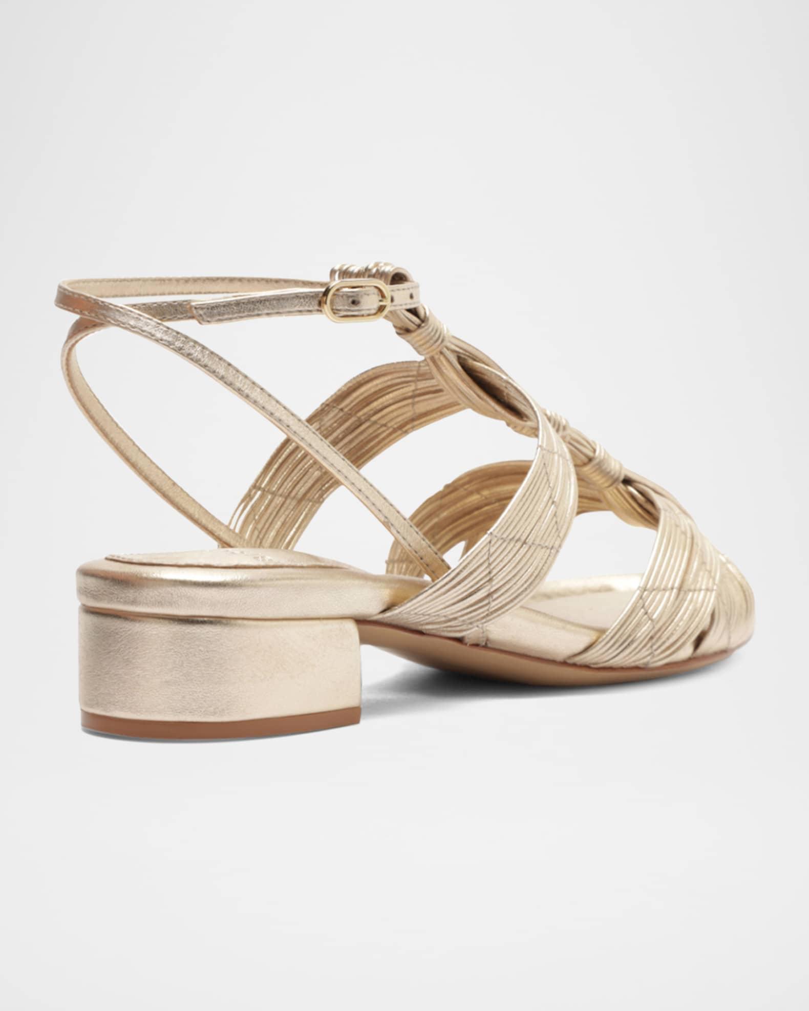 Olga Metallic Leather Block-Heel Strappy Sandals Product Image