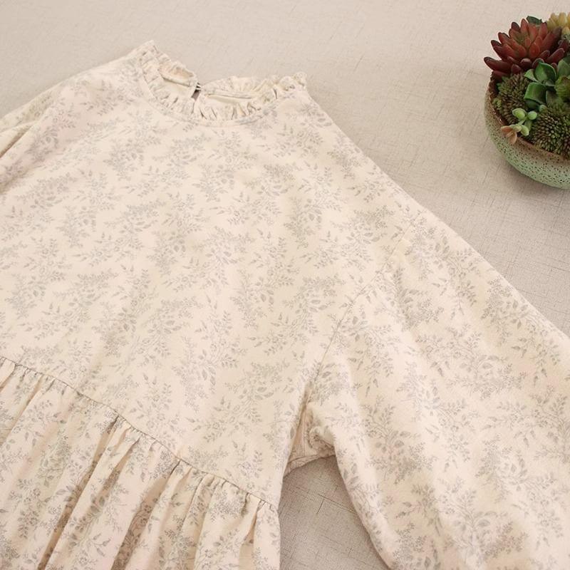 Puff-Sleeve Floral Midi Smock Dress Product Image