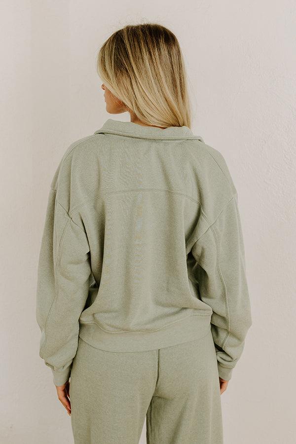 Cozy Lifestyle Vintage Wash Pullover in Sage Product Image