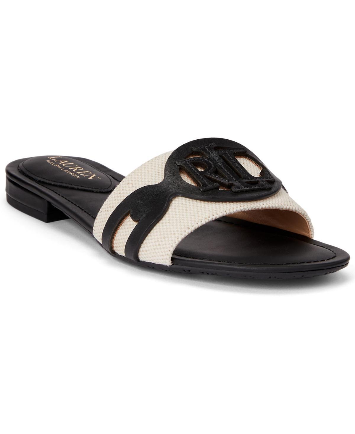 Lauren Ralph Lauren Alegra Raffia Leather Slide Sandal Women's Sandals Product Image