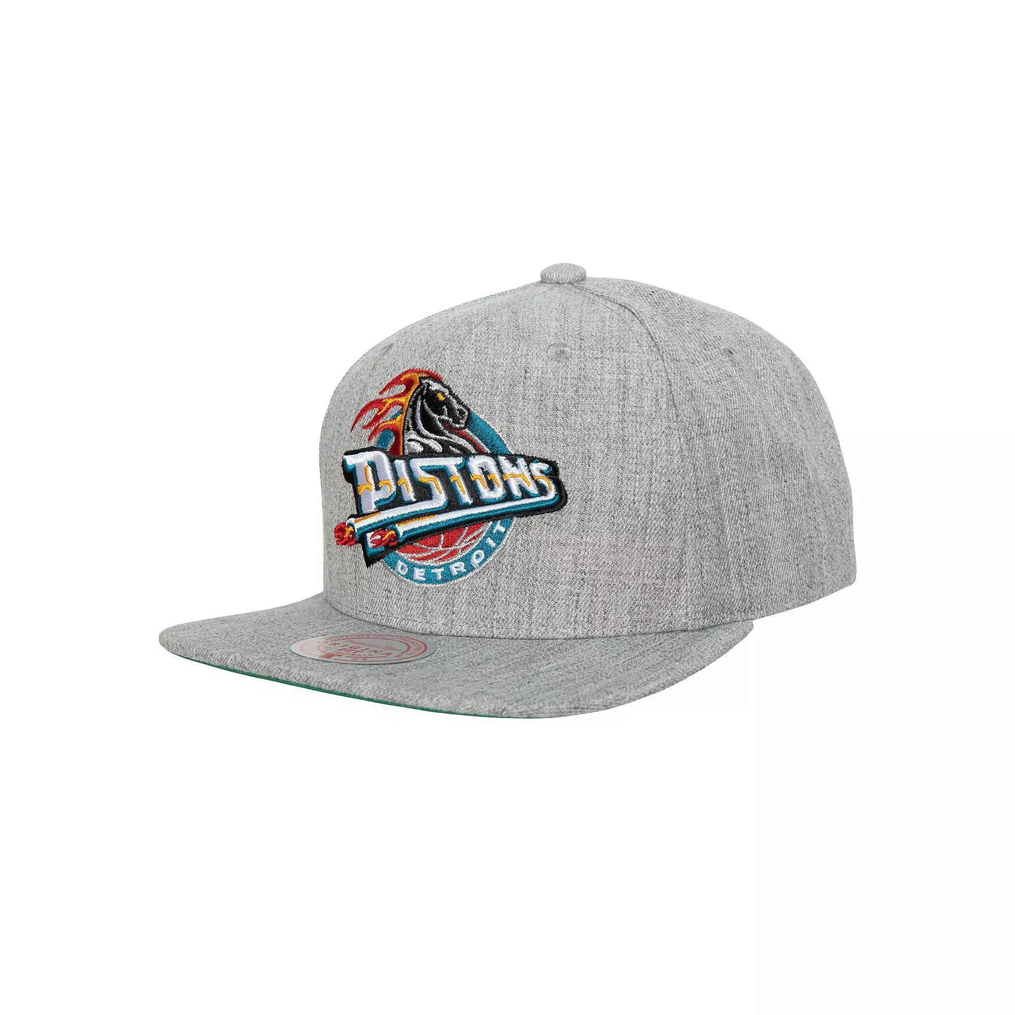 Men's Mitchell & Ness Heather Gray Detroit Pistons Hardwood Classics 2.0 Snapback Hat, Pis Grey Product Image