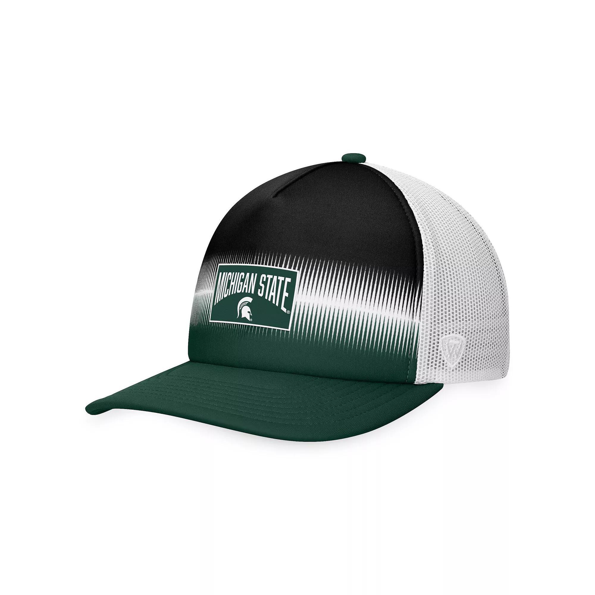 Men's Top of the World Green/Black Michigan State Spartans Daybreak Foam Trucker Adjustable Hat Product Image