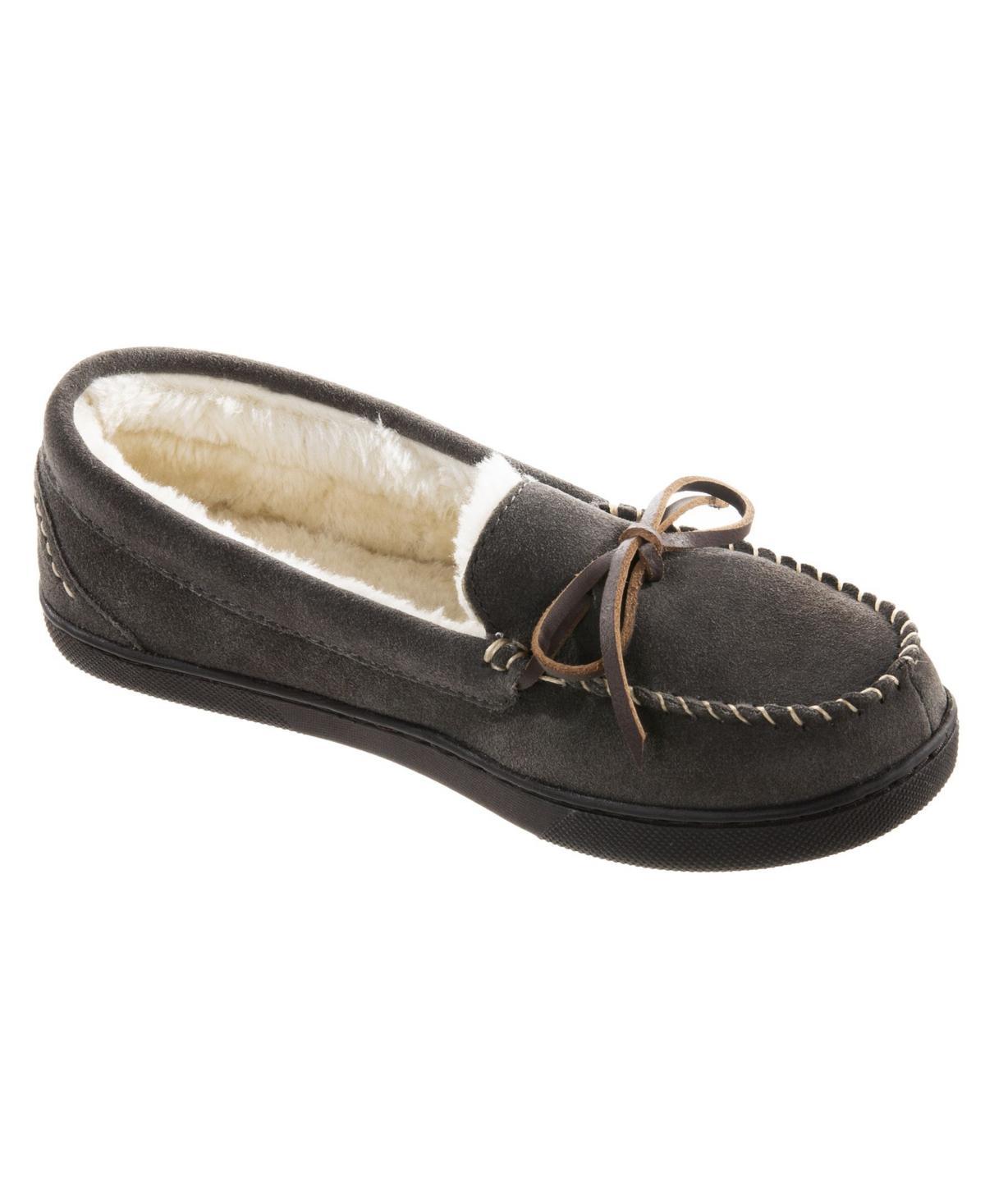 Isotoner Womens Genuine Suede Moccasin Slippers - Tan M Product Image