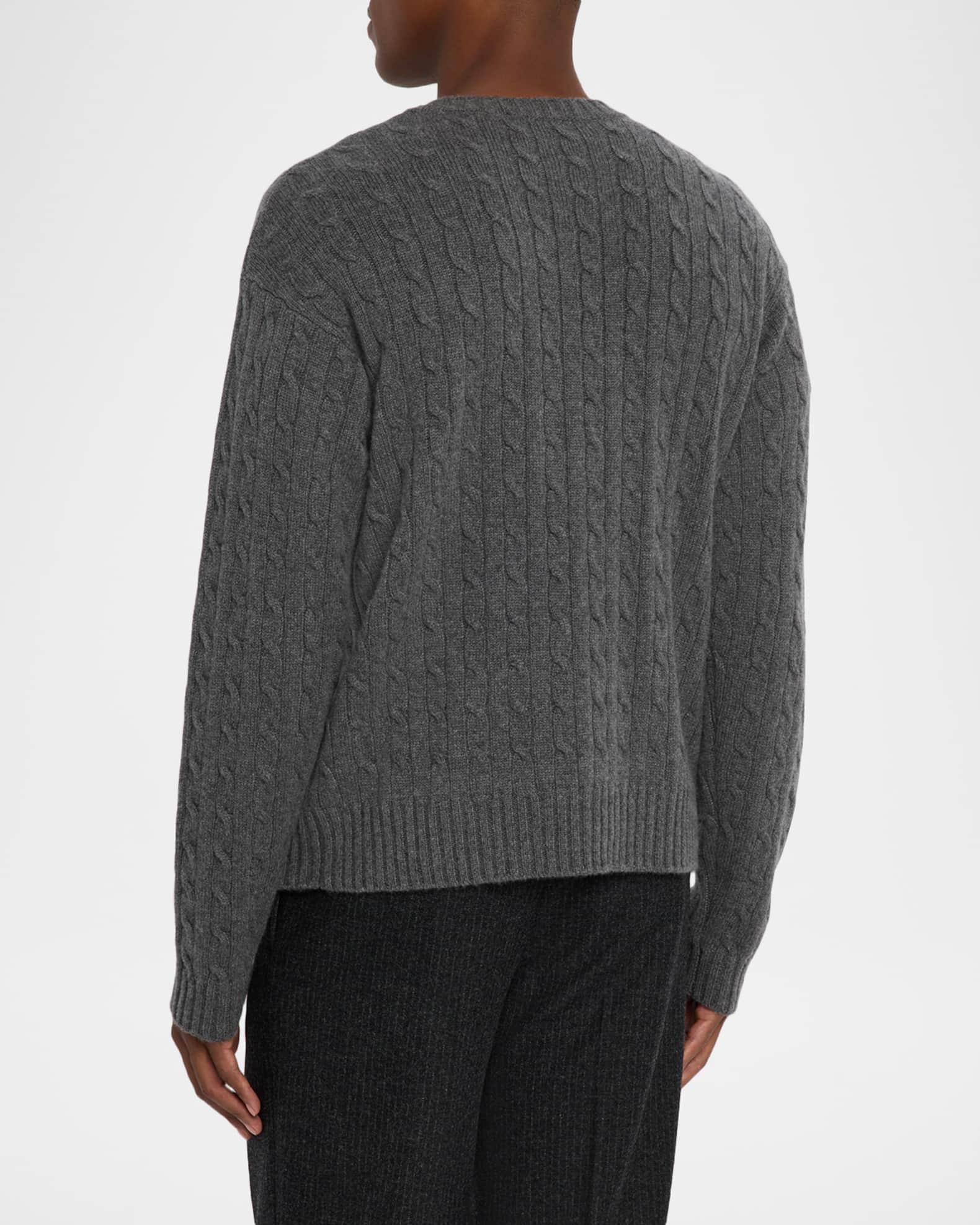 Men's Cable Knit Cashmere and Wool Crewneck Sweater Product Image