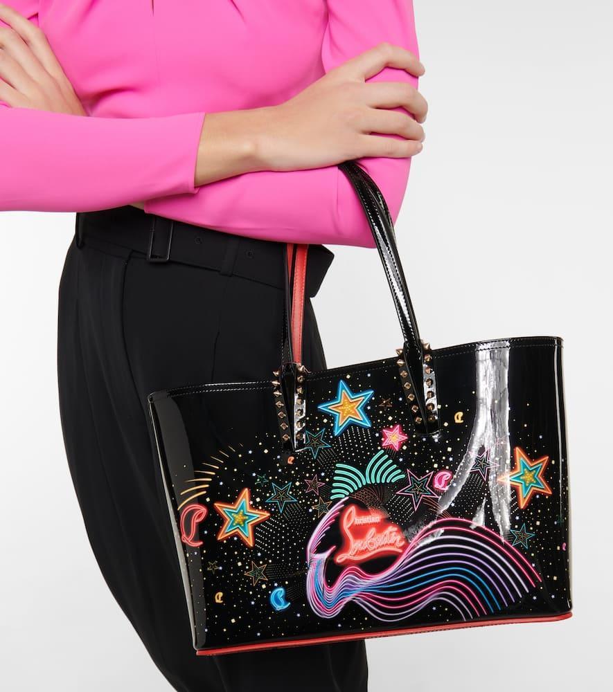 CHRISTIAN LOUBOUTIN Cabata Small Printed Leather Tote Bag In Multi Product Image