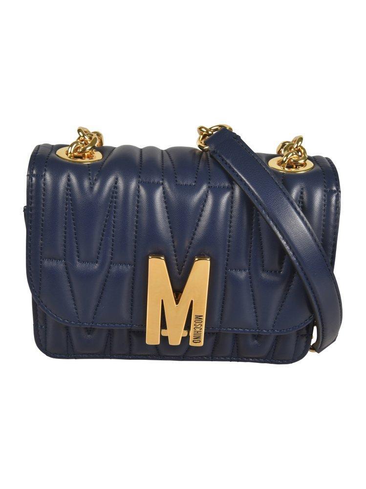 MOSCHINO Logo Plaque Shoulder Bag In Blue Product Image