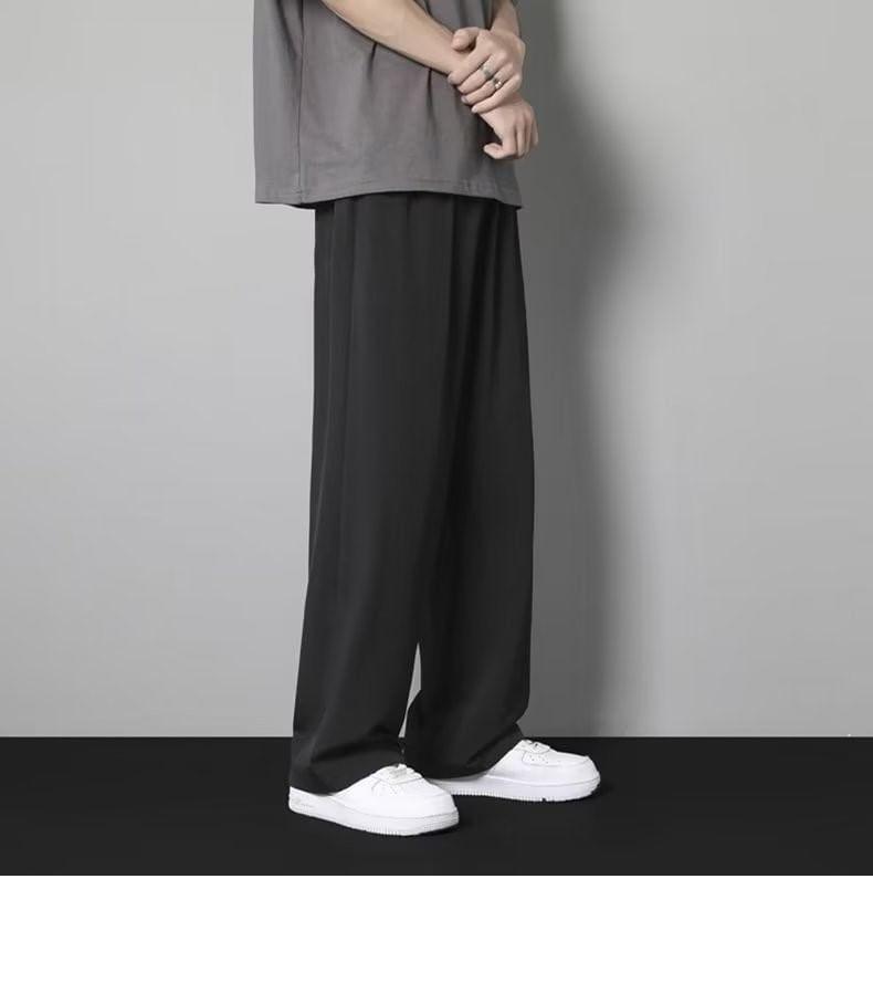 Mid Rise Plain Loose Fit Pants / Drawstring Waist Cropped Harem Pants Product Image