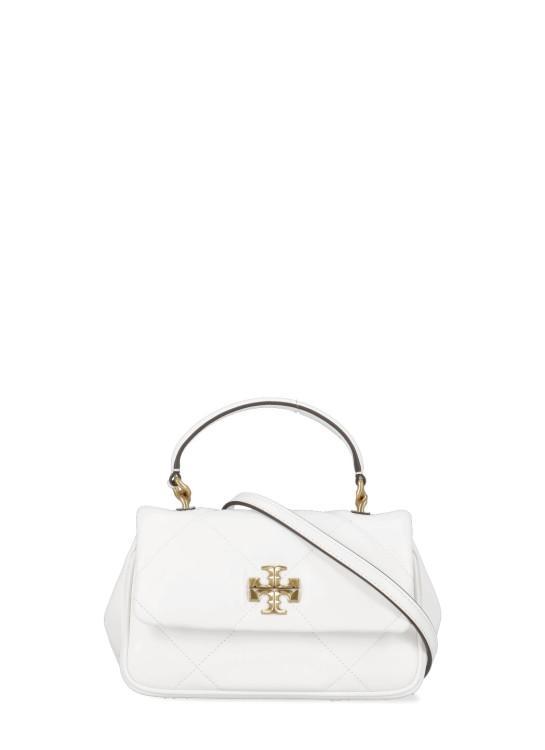 Kira Diamond Quilted Leather Top Handle Bag In White Product Image