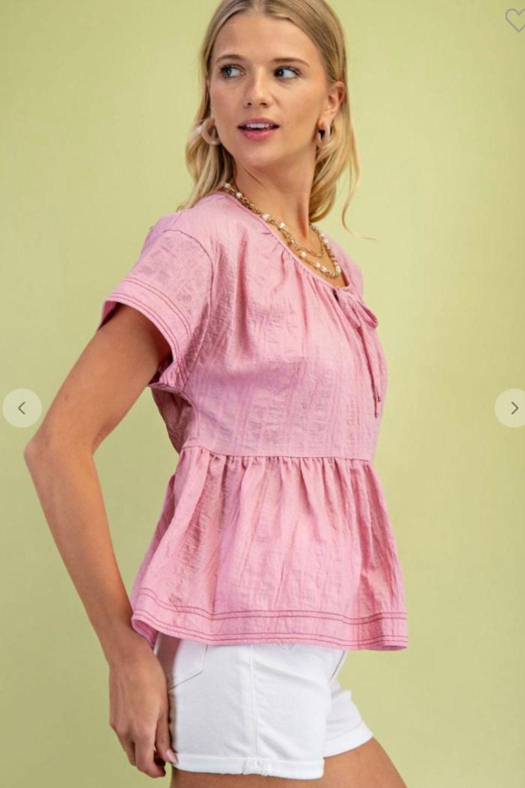 Top, Pink Babydoll Product Image