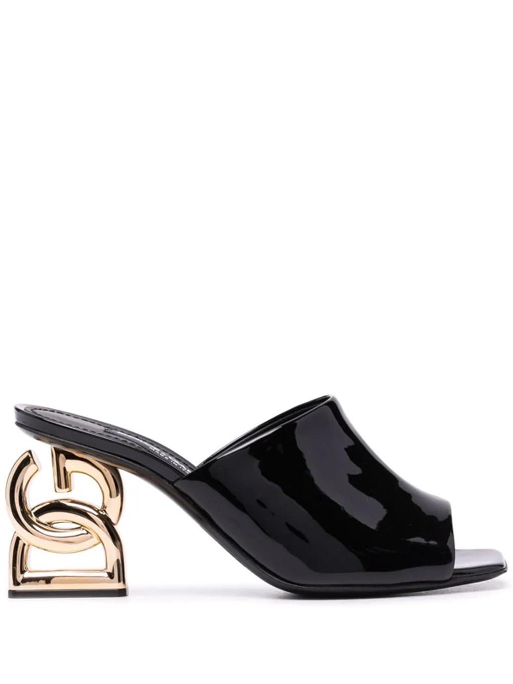 Black Patent Leather Mules With Dg Heel In Nero Product Image