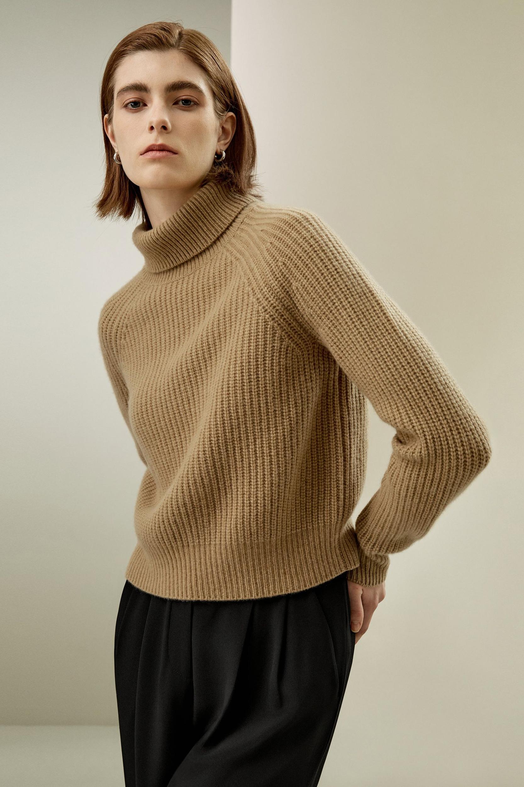 Cashmere Textured Turtleneck Sweater Product Image