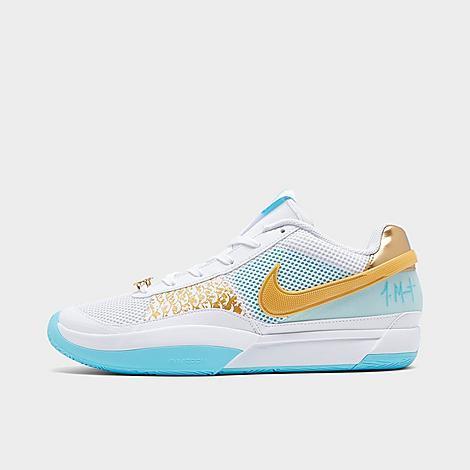 Nike Mens JA 1 CNY - Basketball Shoes White/Metallic Gold/Auarius Blue Product Image