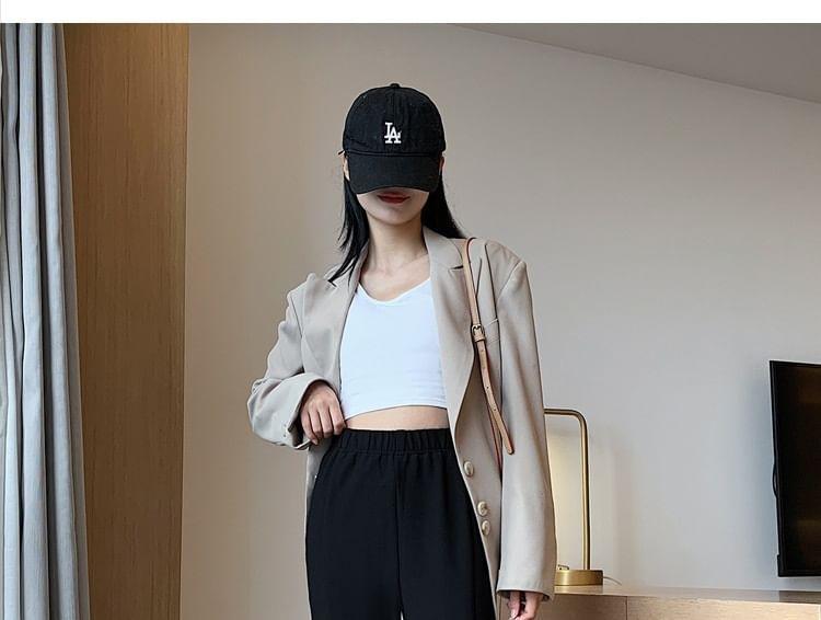 High Waist Plain Slit Hem Bootcut Pants Product Image