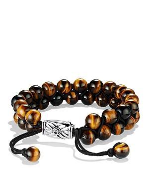 Mens Spiritual Beads Two Row Woven Bracelet in Sterling Silver Product Image