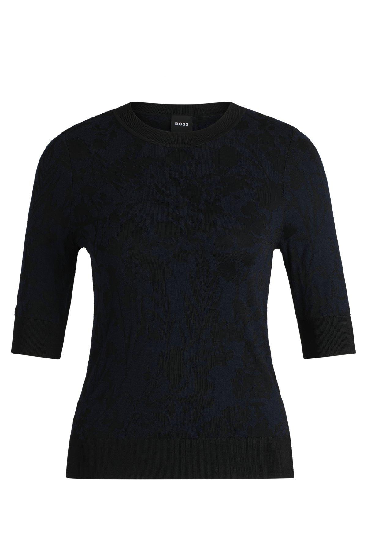 BOSS - Merino wool sweater with jacquard pattern - Patterned Product Image